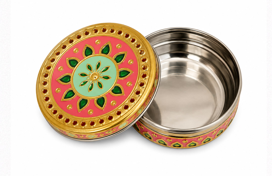 Meenakari Stainless Steel Storage Box